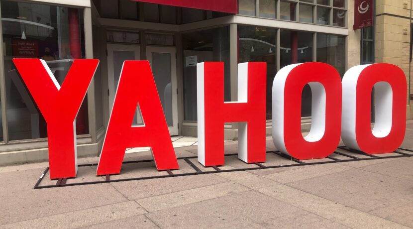 red Yahoo signage on street