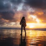 a person standing on a beach