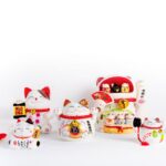 white red and yellow ceramic snowman figurines