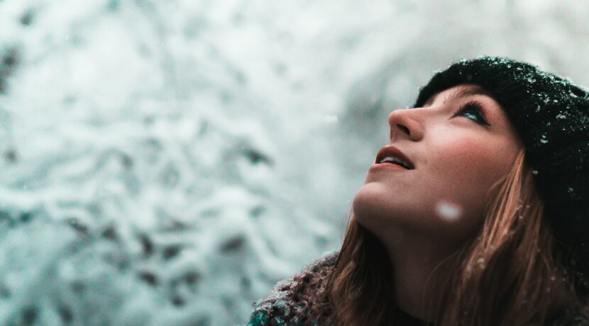 woman looking up