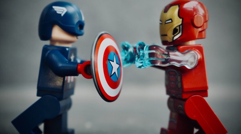 red and blue robot toy