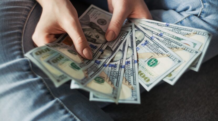 fan of 100 U.S. dollar banknotes